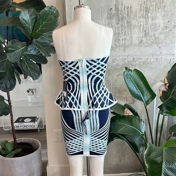 Herve Leger Blue Cocktail Dress Sz S - Picture 2 of 12
